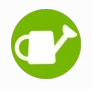 Green circular icon with a white watering can silhouette in the center.