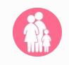 Icon of a parent holding hands with a child, both in white on a pink circular background.